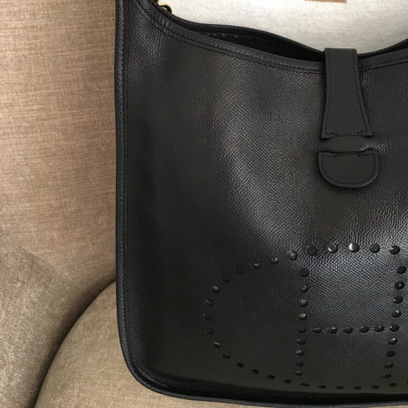 Authentic HERMES Evelyne GM bag black leather - Picture 6 of 16
